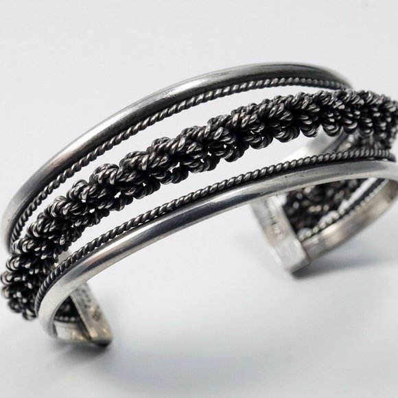 Vintage Sterling Silver Braided Cuff Bracelet